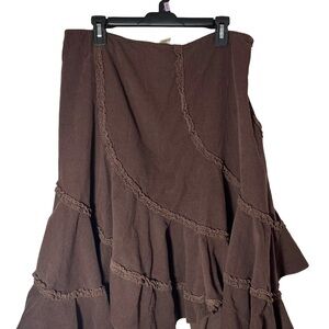 Refugee. Asymmetrical, Brown corduroy Women's Skirt
